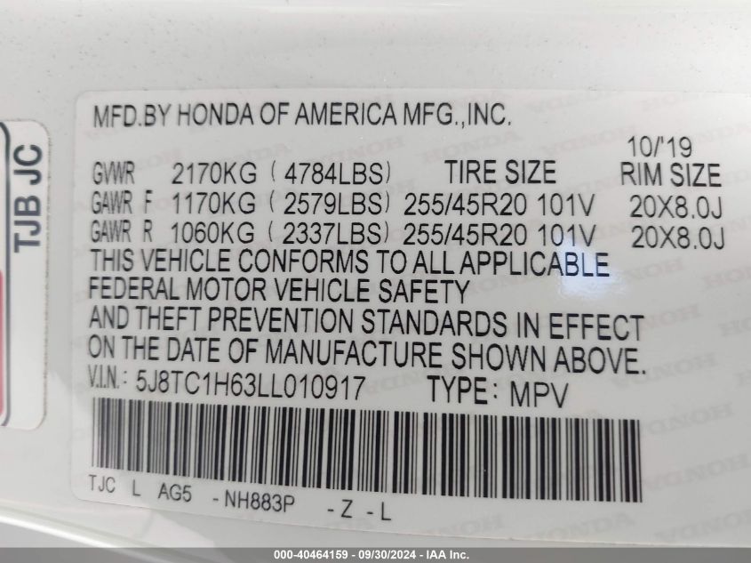 5J8TC1H63LL010917 2020 Acura Rdx A-Spec Package