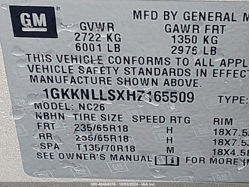 1GKKNLLSXHZ165509 2017 GMC Acadia Sle-2