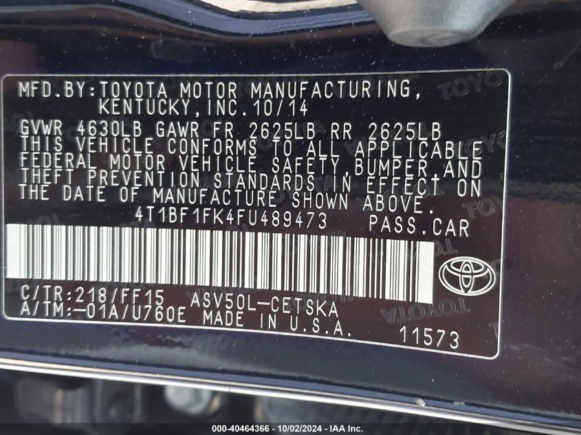 4T1BF1FK4FU489473 2015 Toyota Camry Se