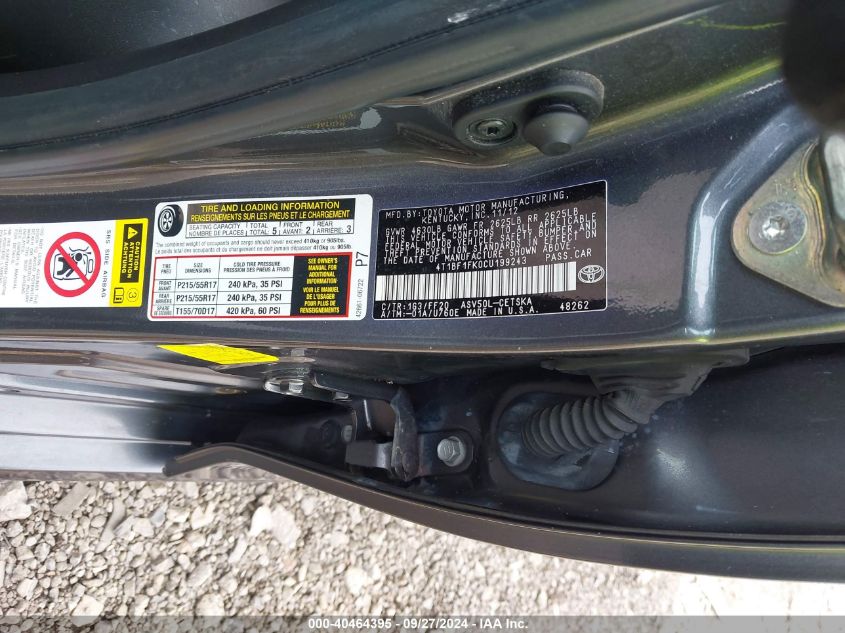 4T1BF1FK0CU199243 2012 Toyota Camry Se