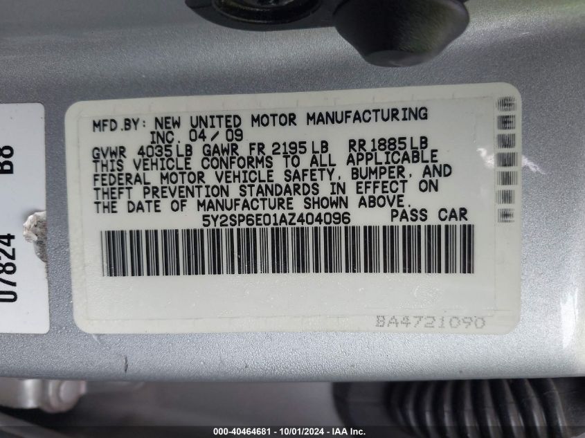 5Y2SP6E01AZ404096 2010 Pontiac Vibe