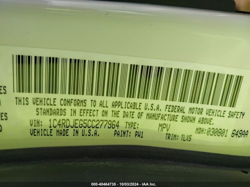 1C4RDJEG5CC277964 2012 Dodge Durango Citadel