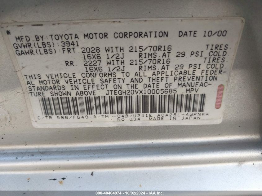 JTEGH20VX10005685 2001 Toyota Rav4