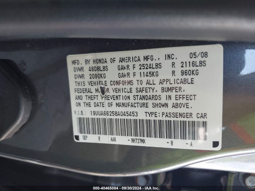 19UUA66258A045453 2008 Acura Tl 3.2