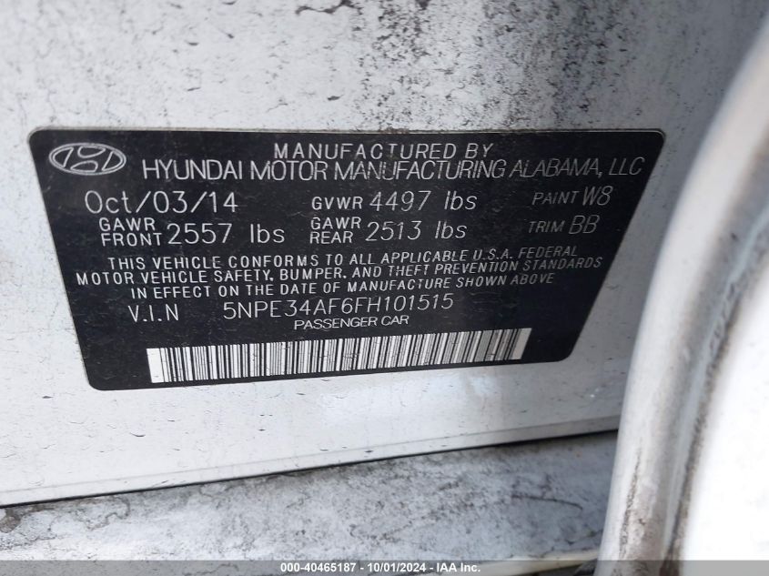 5NPE34AF6FH101515 2015 Hyundai Sonata Limited