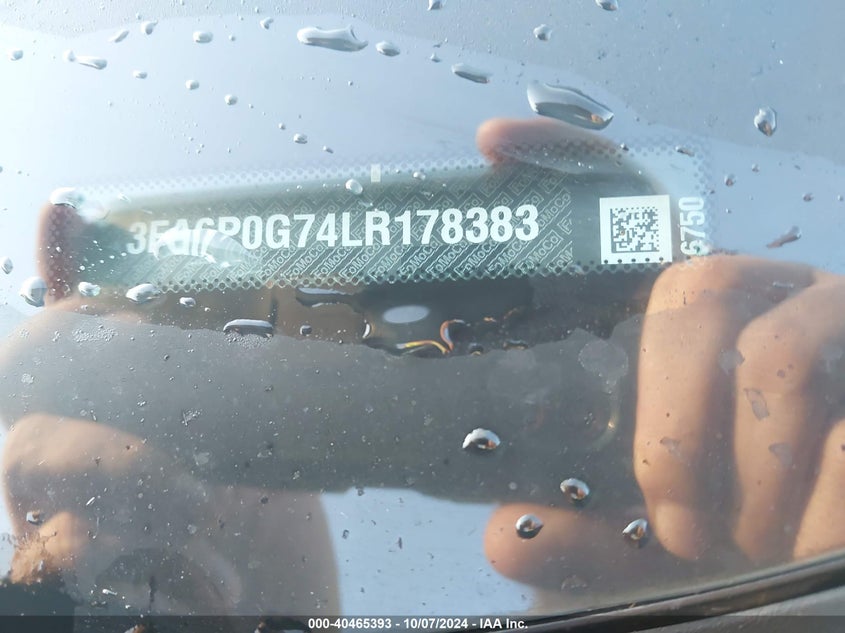 VIN 3FA6P0G74LR178383 2020 FORD FUSION S