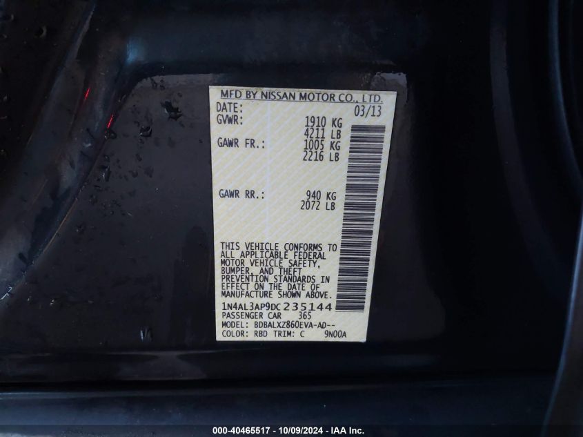 1N4AL3AP9DC235144 2013 Nissan Altima 2.5 Sl