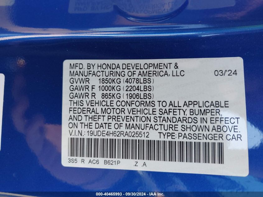 19UDE4H62RA025512 2024 Acura Integra A-Spec W/ Technology