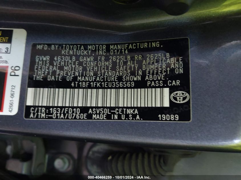 4T1BF1FK1EU356569 2014 Toyota Camry Le