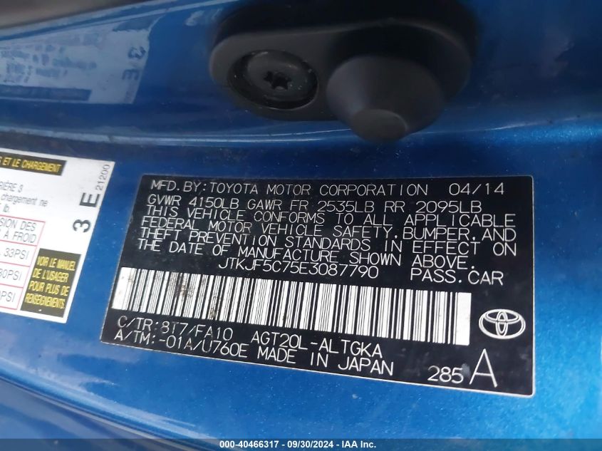 JTKJF5C75E3087790 2014 Scion Tc