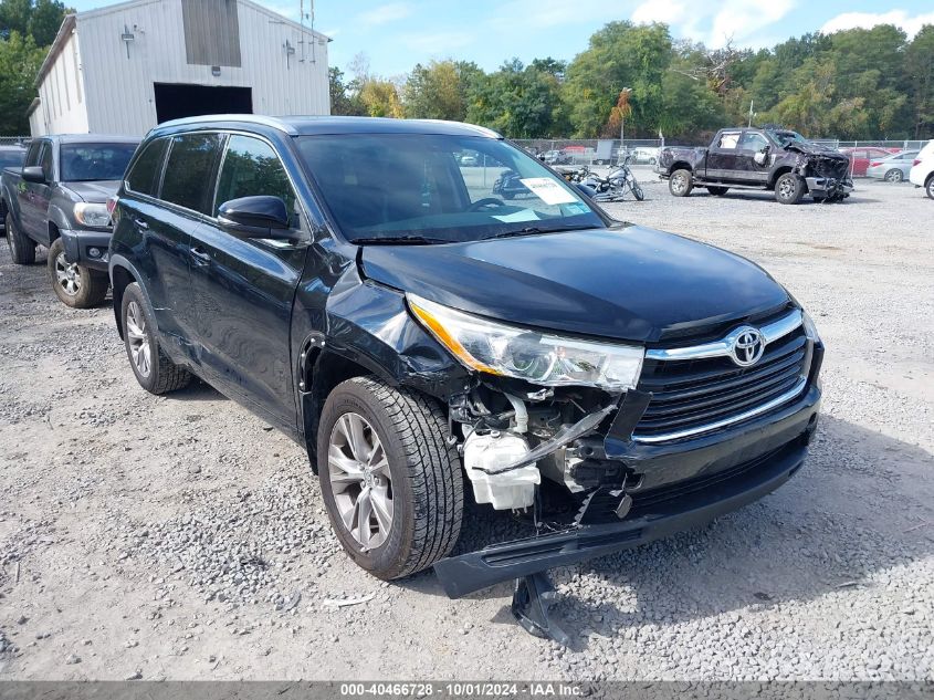 2014 Toyota Highlander Xle V6 VIN: 5TDJKRFH2ES004801 Lot: 40466728