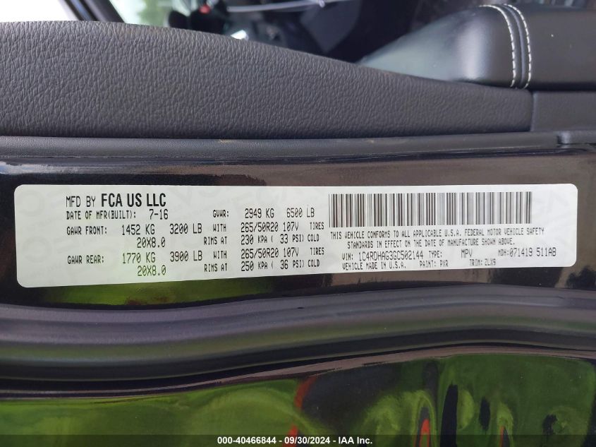 1C4RDHAG3GC502144 2016 Dodge Durango Sxt