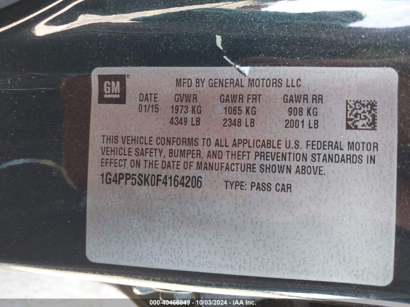 2015 Buick Verano VIN: 1G4PP5SK0F4164206 Lot: 40466849