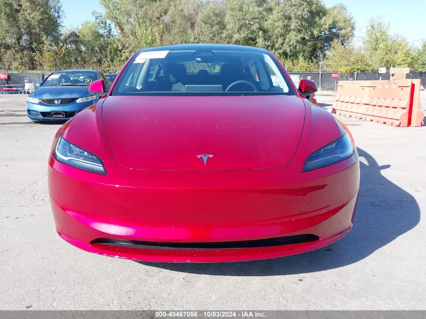 2024 Tesla Model 3 Long Range Dual Motor All-Wheel Drive VIN: 5YJ3E1EB7RF823800 Lot: 40467056