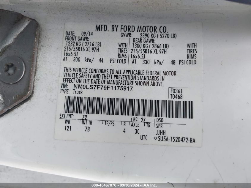 NM0LS7F79F1175917 2015 Ford Transit Connect Xlt