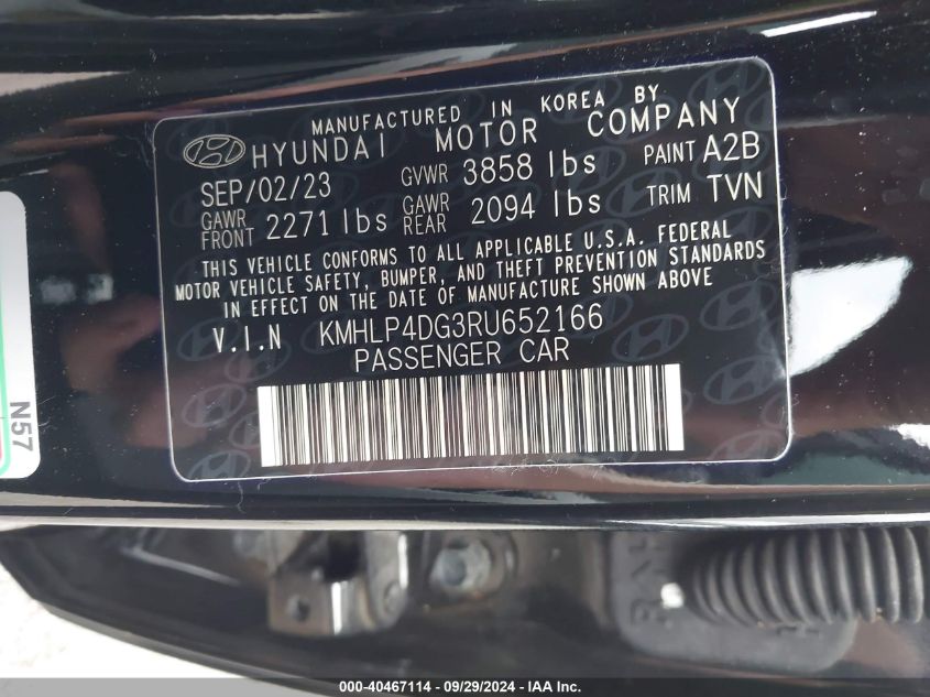 2024 Hyundai Elantra Limited VIN: KMHLP4DG3RU652166 Lot: 40467114