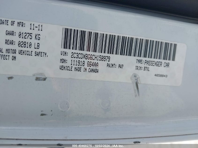 2C3CDXBG6CH158979 2012 Dodge Charger Se