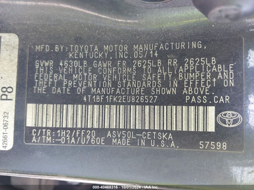 4T1BF1FK2EU826527 2014 Toyota Camry Se Sport