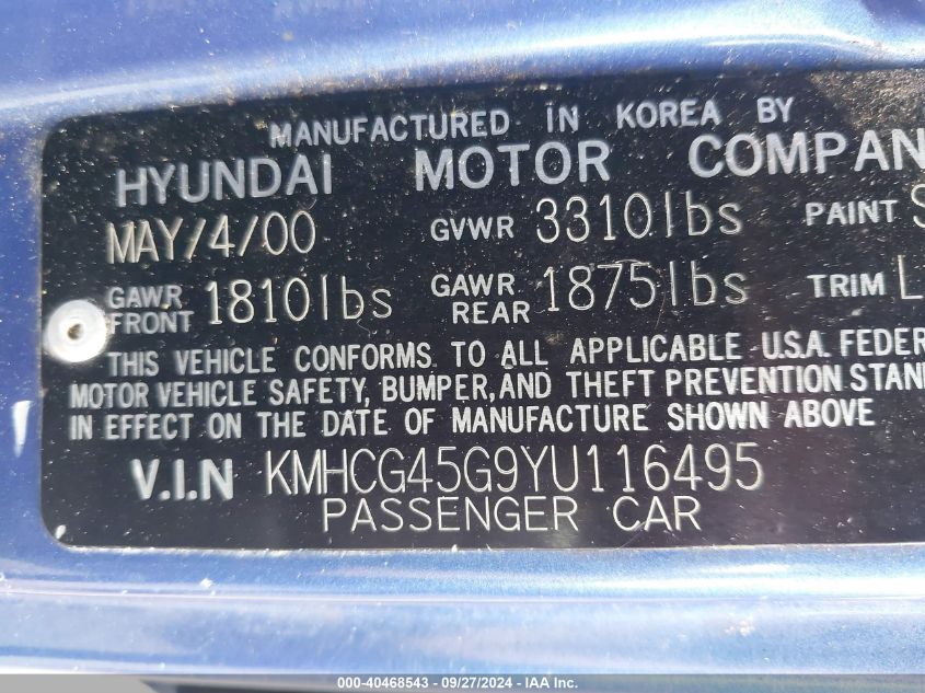 KMHCG45G9YU116495 2000 Hyundai Accent Gl