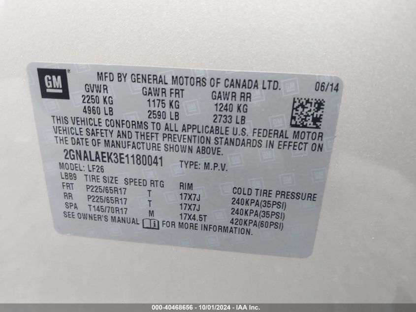 2GNALAEK3E1180041 2014 Chevrolet Equinox Ls