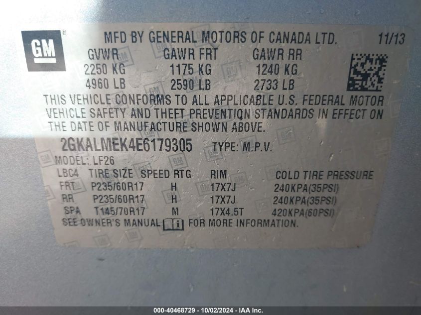 2GKALMEK4E6179305 2014 GMC Terrain Sle-1