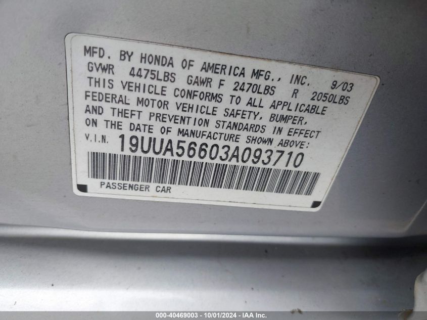 19UUA56603A093710 2003 Acura Tl 3.2