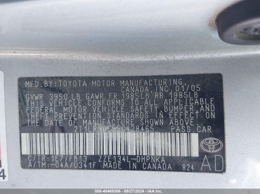 2T1LR30E55C428465 2005 Toyota Matrix Xr