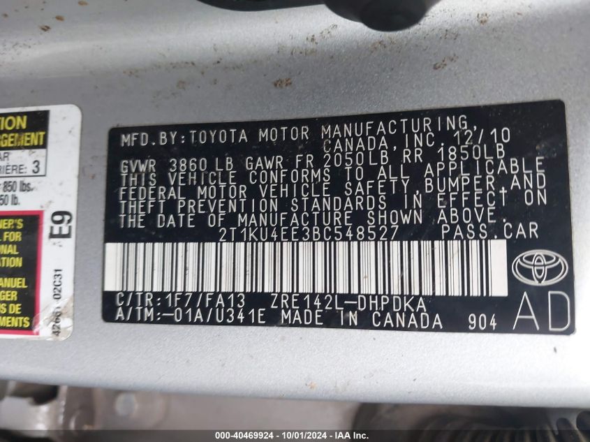 2T1KU4EE3BC548527 2011 Toyota Corolla Matrix