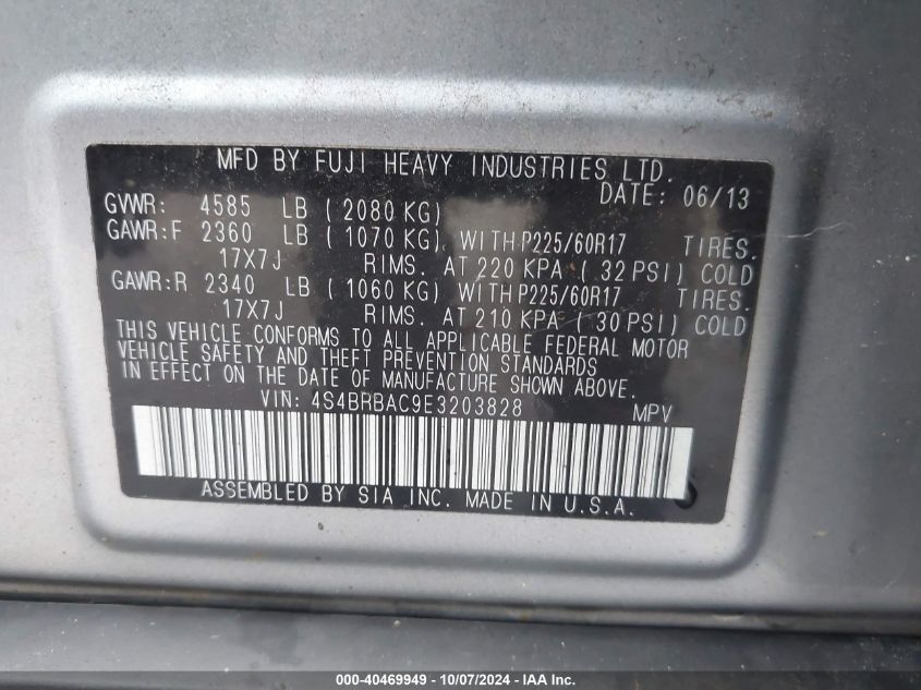 4S4BRBAC9E3203828 2014 Subaru Outback 2.5I