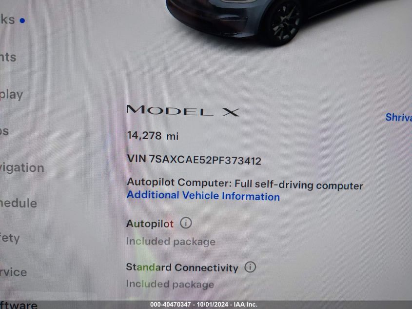 2023 Tesla Model X Dual Motor All-Wheel Drive/Standard Range VIN: 7SAXCAE52PF373412 Lot: 40470347