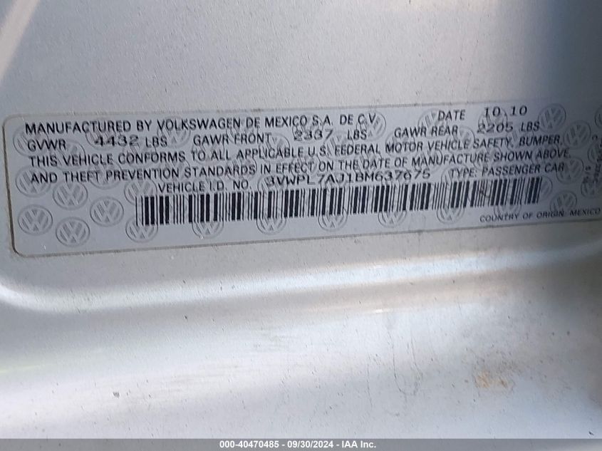 3VWPL7AJ1BM637675 2011 Volkswagen Jetta Tdi