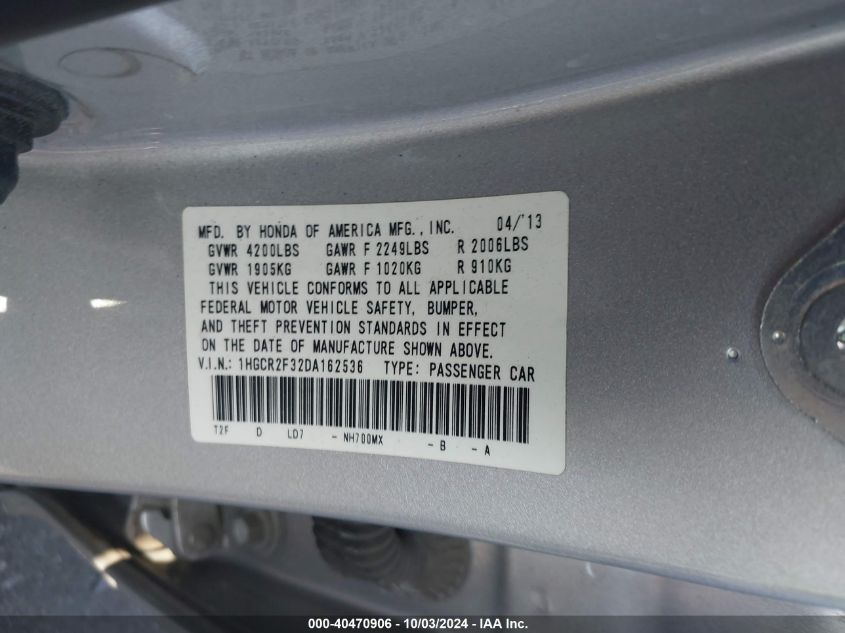 1HGCR2F32DA162536 2013 Honda Accord Lx