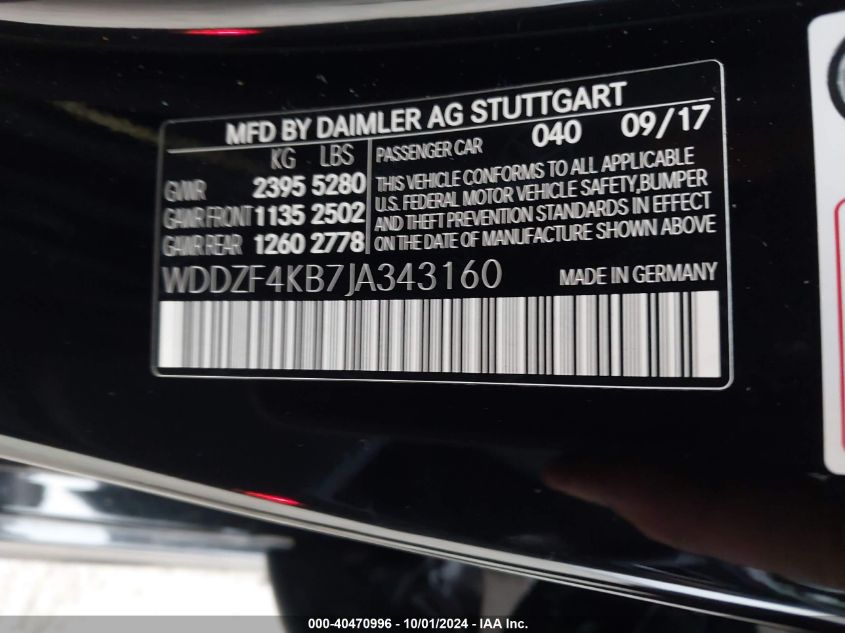 WDDZF4KB7JA343160 2018 Mercedes-Benz E 300 300 4Matic