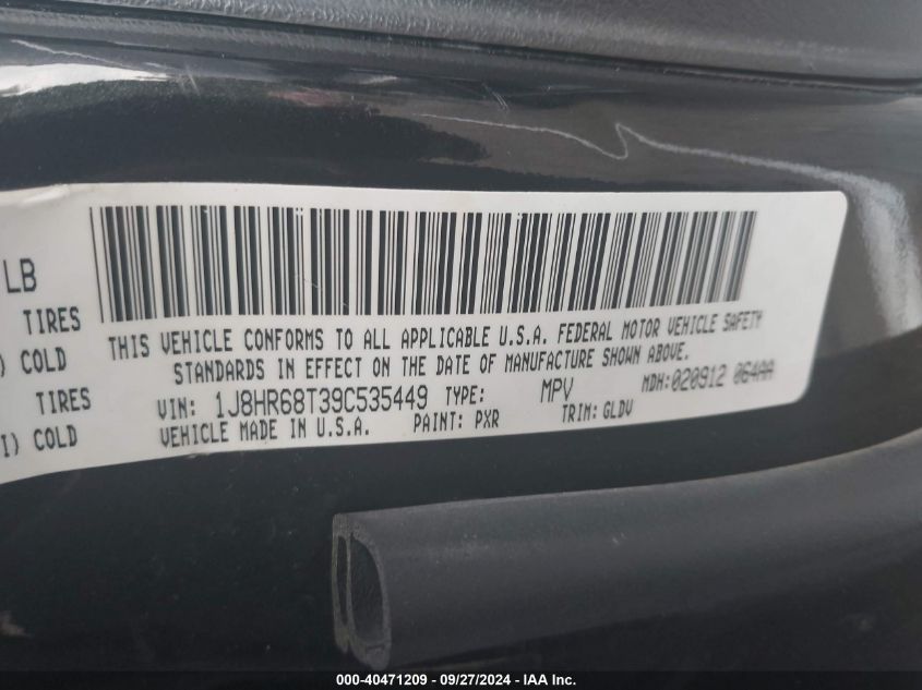 2009 Jeep Grand Cherokee Overland VIN: 1J8HR68T39C535449 Lot: 40471209