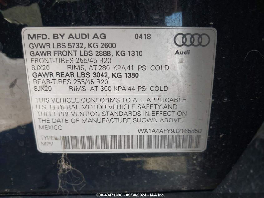 WA1A4AFY9J2165850 2018 Audi Sq5 3.0T Premium Plus