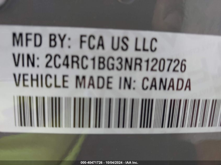 2C4RC1BG3NR120726 2022 Chrysler Pacifica Touring L