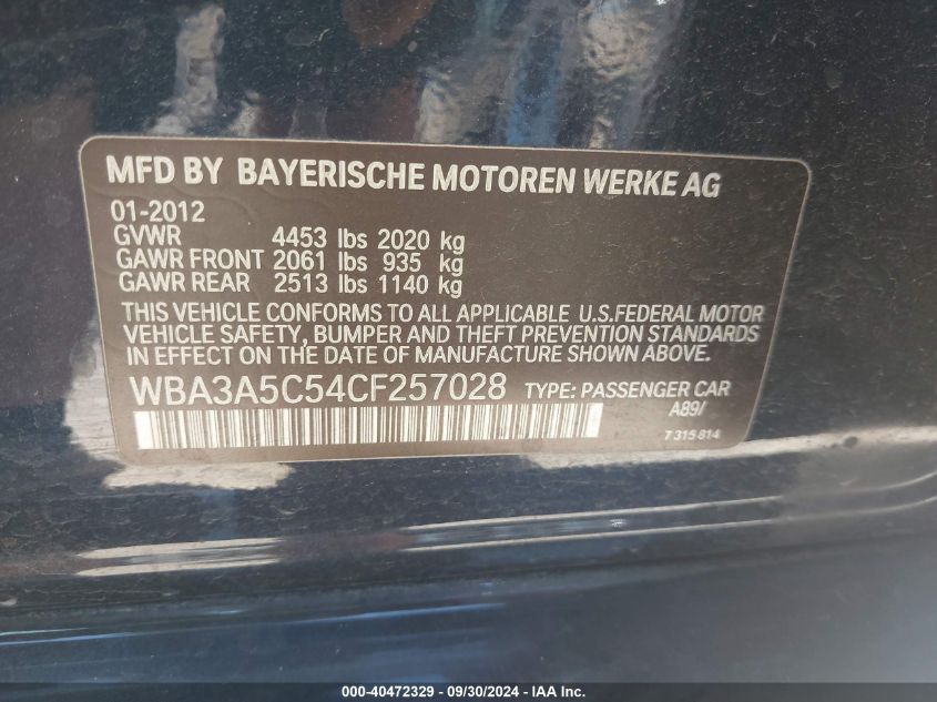 WBA3A5C54CF257028 2012 BMW 328 I