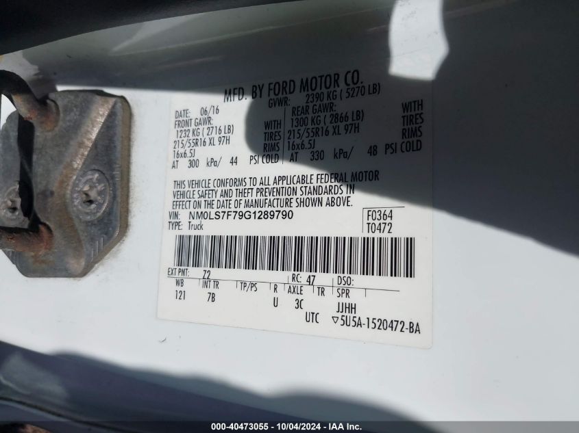 NM0LS7F79G1289790 2016 Ford Transit Connect Xlt