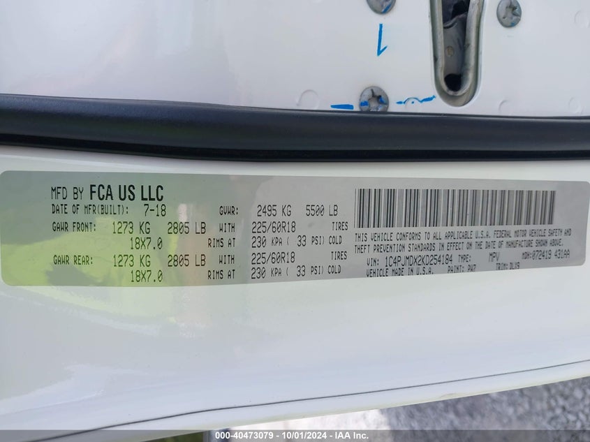 1C4PJMDX2KD254184 2019 Jeep Cherokee Limited 4X4