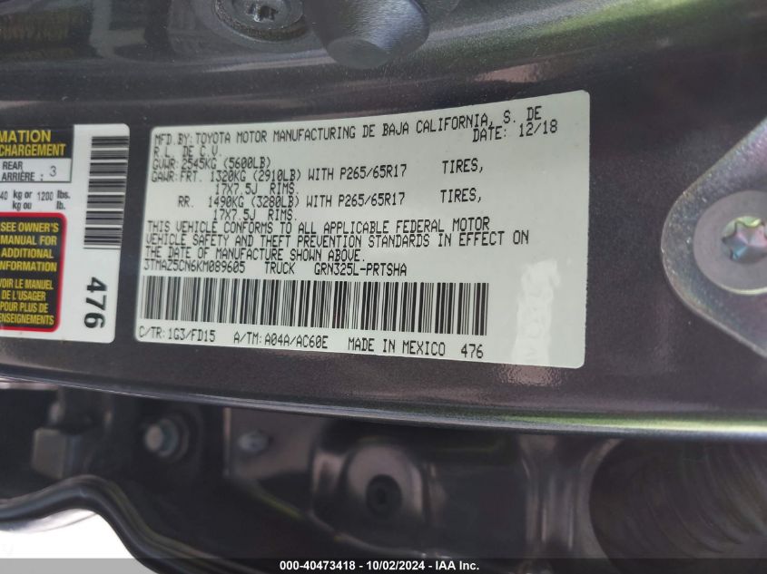 3TMAZ5CN6KM089605 2019 Toyota Tacoma Trd Sport