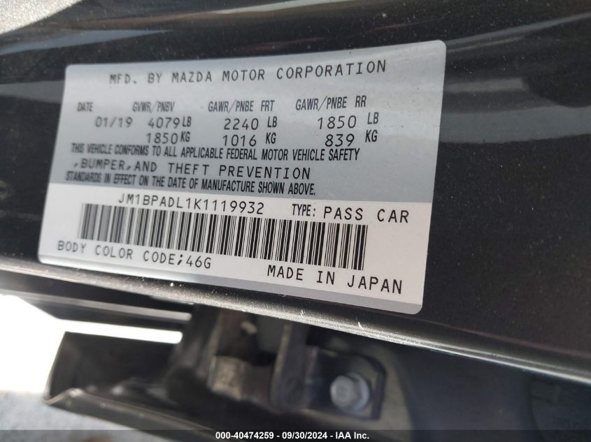 JM1BPADL1K1119932 2019 Mazda Mazda3 Preferred Package