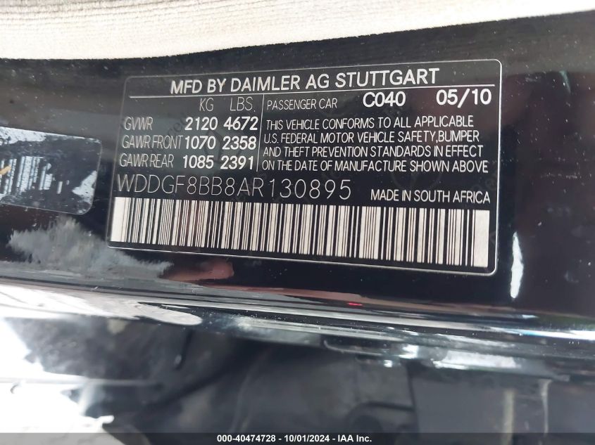 WDDGF8BB8AR130895 2010 Mercedes-Benz C 300 Luxury 4Matic/Sport 4Matic