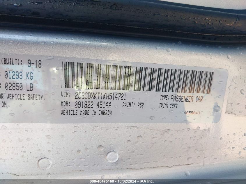 2C3CDXKT1KH514721 2019 Dodge Charger Police Awd