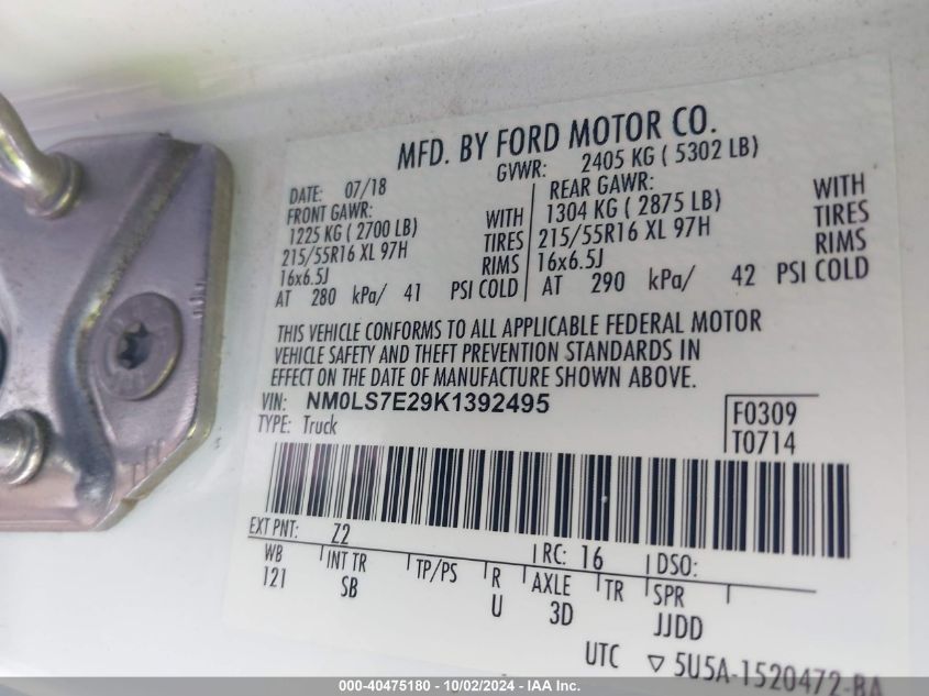 NM0LS7E29K1392495 2019 Ford Transit Connect Xl