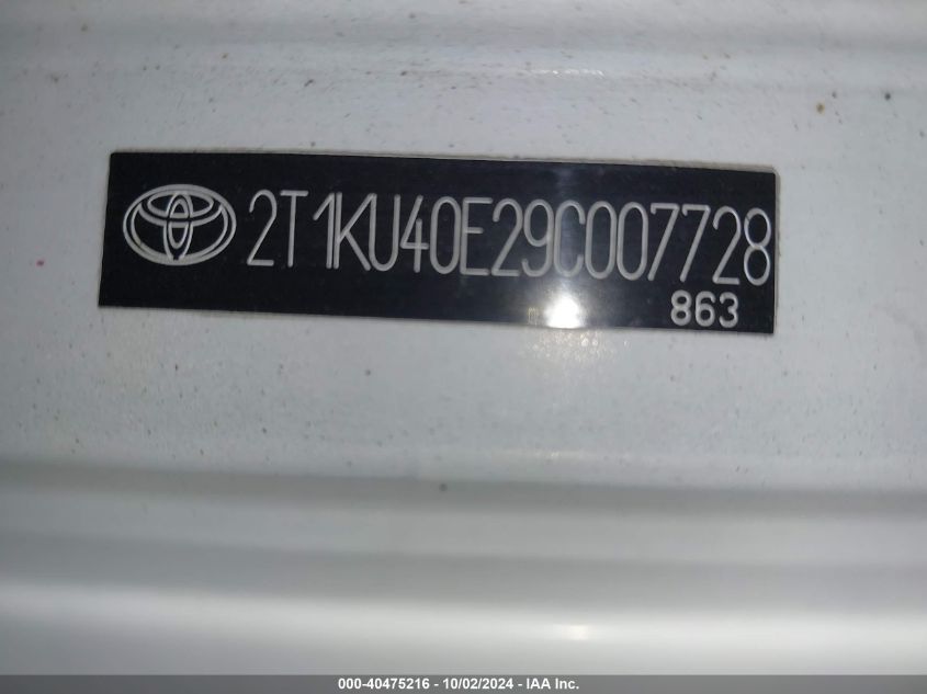 2T1KU40E29C007728 2009 Toyota Matrix