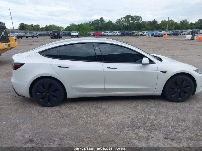 2024 Tesla Model 3 Long Range Dual Motor All-Wheel Drive VIN: 5YJ3E1EB6RF717631 Lot: 40475889