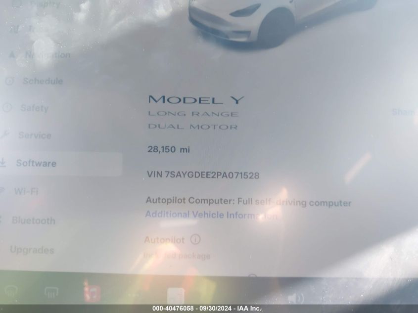 2023 Tesla Model Y Awd/Long Range Dual Motor All-Wheel Drive VIN: 7SAYGDEE2PA071528 Lot: 40476058