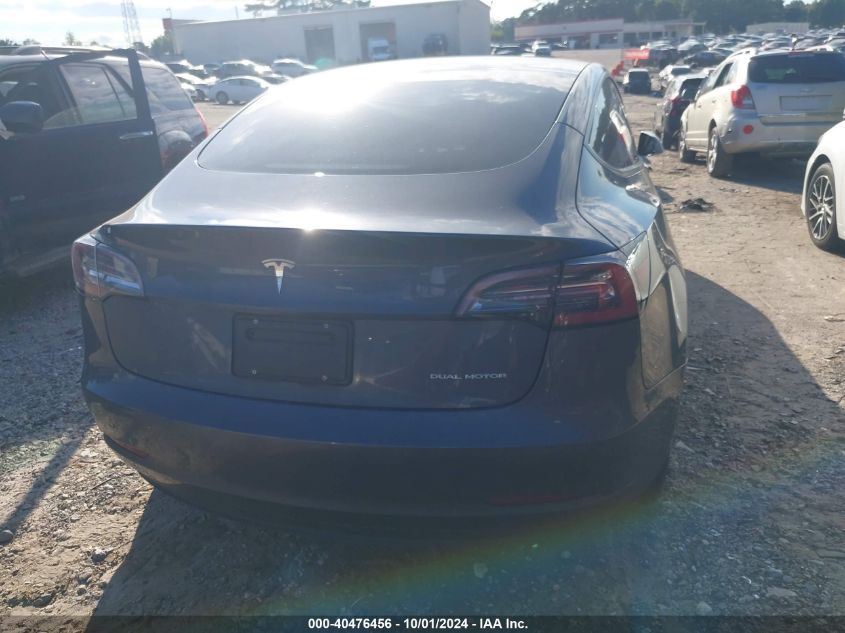 2022 Tesla Model 3 Long Range Dual Motor All-Wheel Drive VIN: 5YJ3E1EB6NF245389 Lot: 40476456