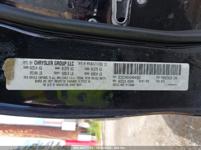 2C3CDXBG4DH640366 2013 Dodge Charger Se