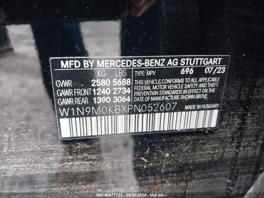 W1N9M0KBXPN052607 2023 Mercedes-Benz Eqb 300 Suv 4Matic